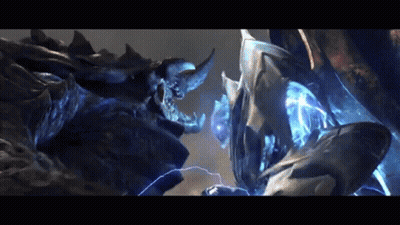 Two Monsters Fighting In Dark Room GIF