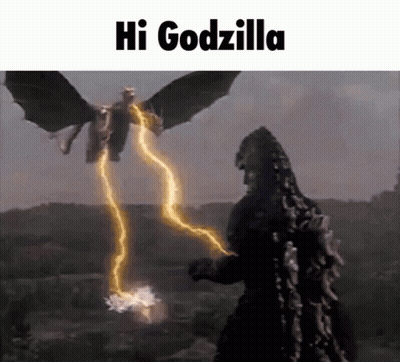 Two Monsters Fighting With Hi Godzilla GIF