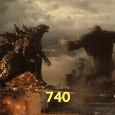 Two Monsters With Number 740 GIF