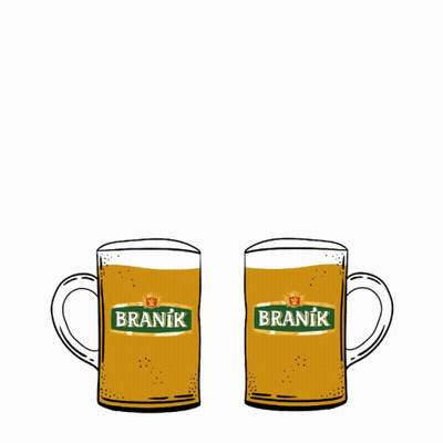 Two Mugs Of Branik Beer Bumped Together GIF