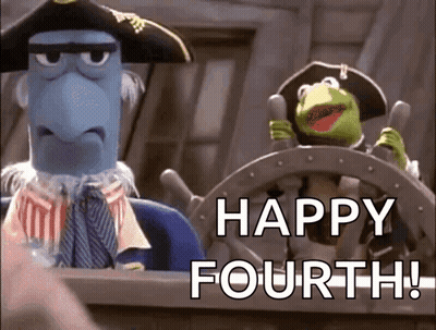 Two Muppets Sitting At Steering Wheel Saying Happy Fourth GIF