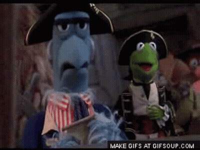 Two Muppets Wearing Pirate Hats GIF