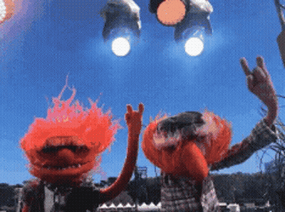 Two Muppets With Red Hair Giving Peace Sign GIF