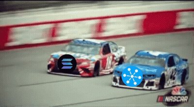 Two NASCAR Cars Racing GIF