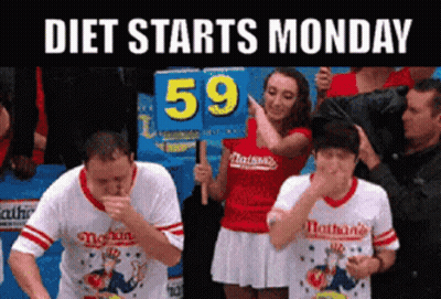 Two Nathan's Hot Dogs Eating By 59 Sign GIF