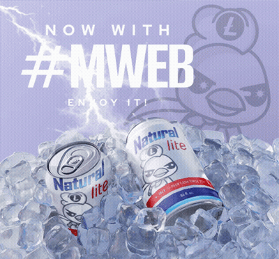 Two Natural Lite Cans On Ice Purple Background GIF