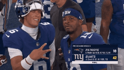 Two New York Giants Football Players Posing GIF