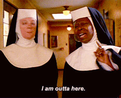 Two Nuns One Saying I'm Outta Here GIF