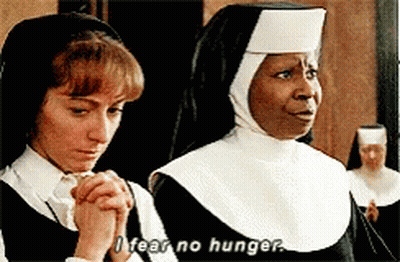 Two Nuns Saying I Fear No Hunger GIF