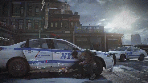 Two Nypd Cars Are Parked In Front Of A Building GIF