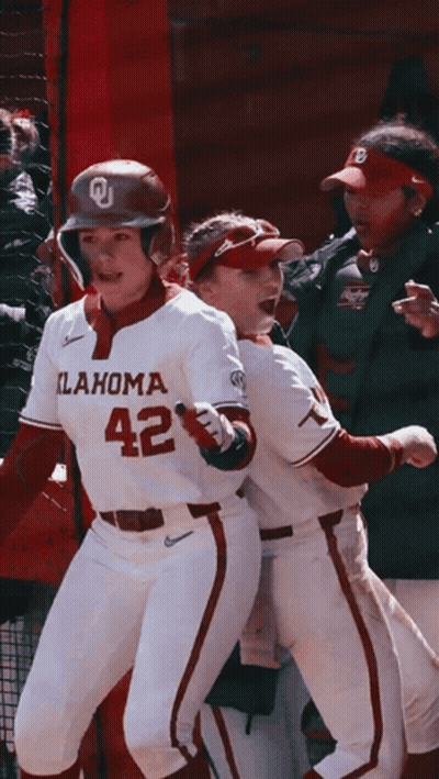 Two Oklahoma Baseball Players Celebrating GIF
