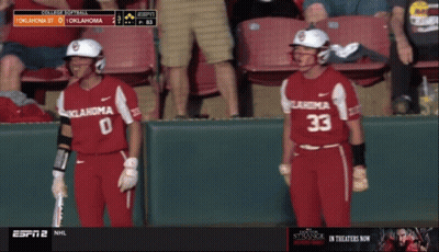 Two Oklahoma Softball Players On Field GIF