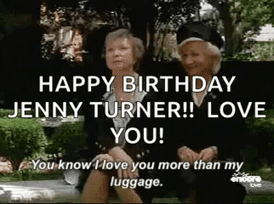 Two Older Women On Bench Saying Happy Birthday Jenny Turner Love You GIF