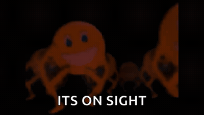 Two Orange Smiley Faces Saying Its On Sight GIF