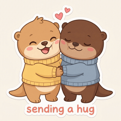 Two Otters Hugging Sending A Hug GIF