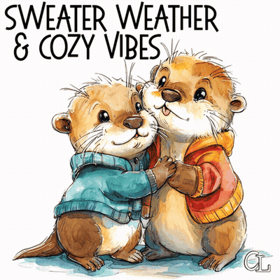 Two Otters In Sweaters Hugging Sweater Weather Cozy Vibes GIF
