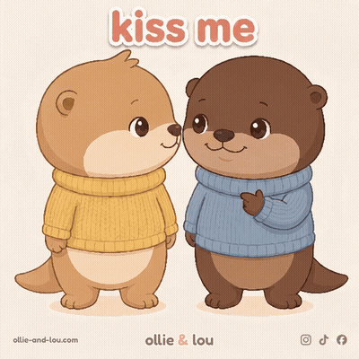 Two Otters in Sweaters Kissing