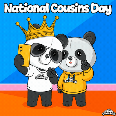 Two Panda Bears Are Posing For A Selfie For National Cousins Day GIF