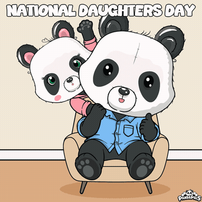 Two Panda Bears Sitting In Chair National Daughters Day GIF
