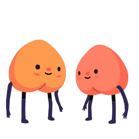 Two Peaches With Faces And Legs Sticker