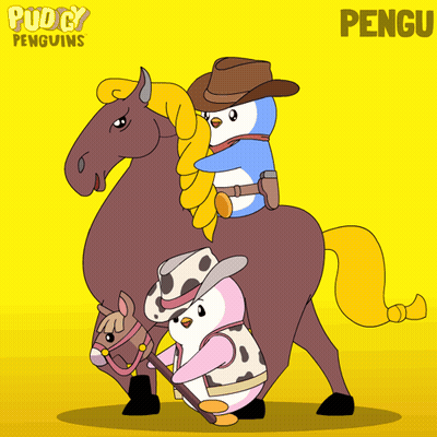 Two Penguins Cartoon With Name Pengu GIF