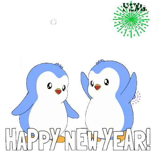 Two Penguins Celebrating New Year With Fireworks Sticker