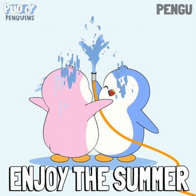 Two Penguins Enjoy The Summer GIF