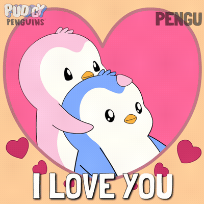 Two Penguins Hugging I Love You GIF