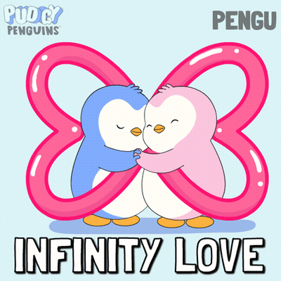 Two Penguins Hugging Infinity Love GIF