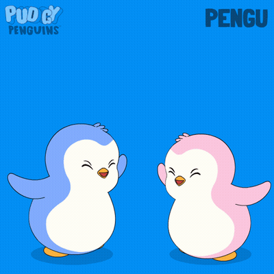 Two Penguins Hugging Inside Red Heart With Word Penguin GIF