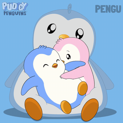 Two Penguins Hugging Pengu GIF