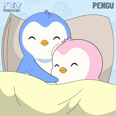 Two Penguins Hugging Puddy Penguins GIF