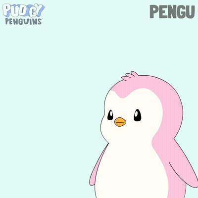 Two Penguins Hugging With Name Pengu GIF