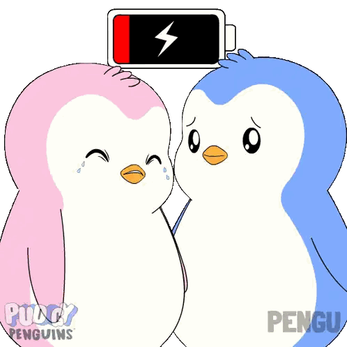 Two Penguins Hugging With Word Pen Sticker