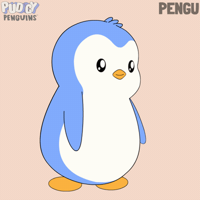 Two Penguins Hugging With Word Pengu GIF