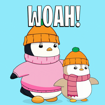Two Penguins In Hats And Scarves Woah GIF