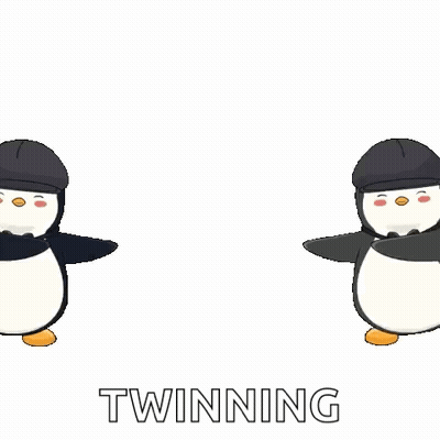 Two Penguins In Helmets Dancing Twinning GIF