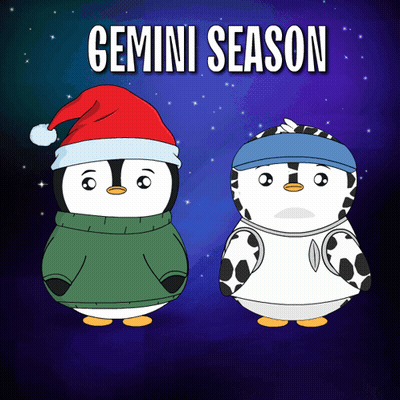 Two Penguins In Santa Hats And Sweaters Gemini Season GIF