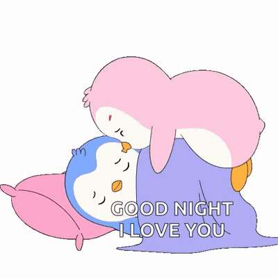Two Penguins Kissing Good Night I Love You GIF