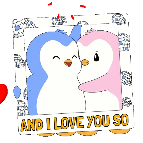 Two Penguins Kissing Saying And I Love You So Sticker