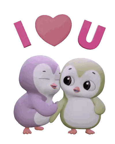 Two Penguins Kissing Saying I Love U Sticker