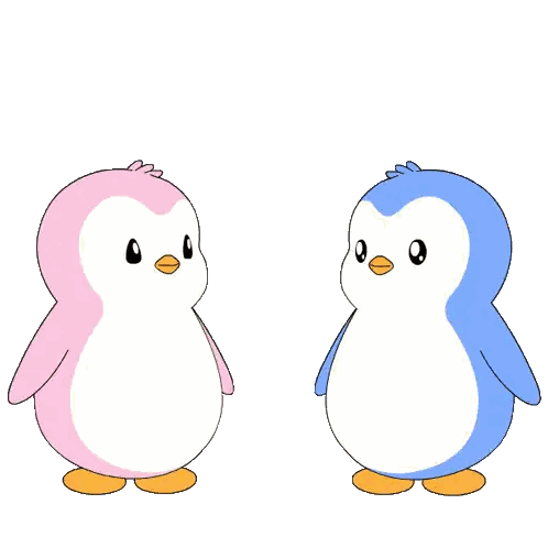 Two Penguins Kissing Under Red Heart Sticker