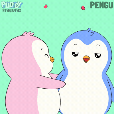 Two Penguins Kissing With Heart Saying Pengu GIF