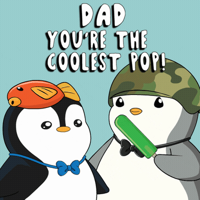 Two Penguins Next To Dad You're The Coolest GIF