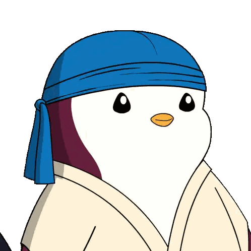Two Penguins One Wearing A Red Hat And One Wearing A Blue Headband Are Standing Next To Each Other Sticker