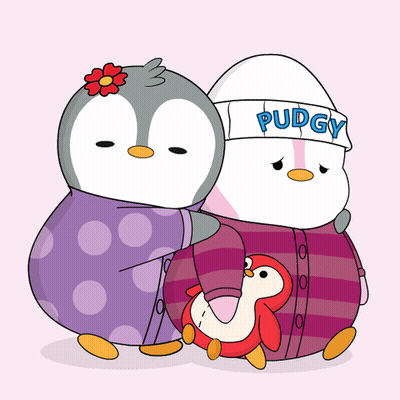 Two Penguins One Wearing Hat Saying Pudgy GIF