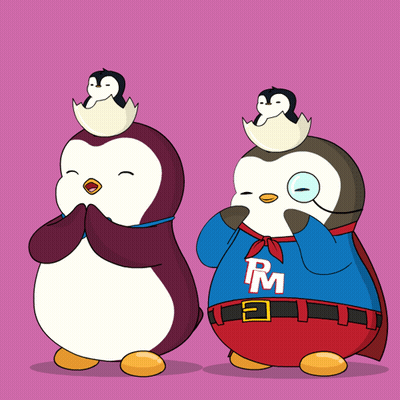 Two Penguins One With Letter M On Shirt GIF
