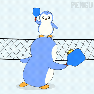 Two Penguins Playing Ping Pong With Word Pengu