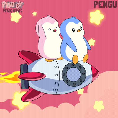 Two Penguins Riding Rocket Pengu GIF