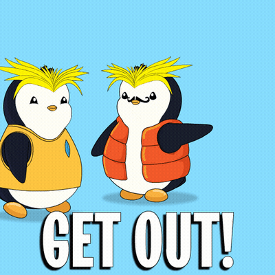 Two Penguins Saying Get Out GIF